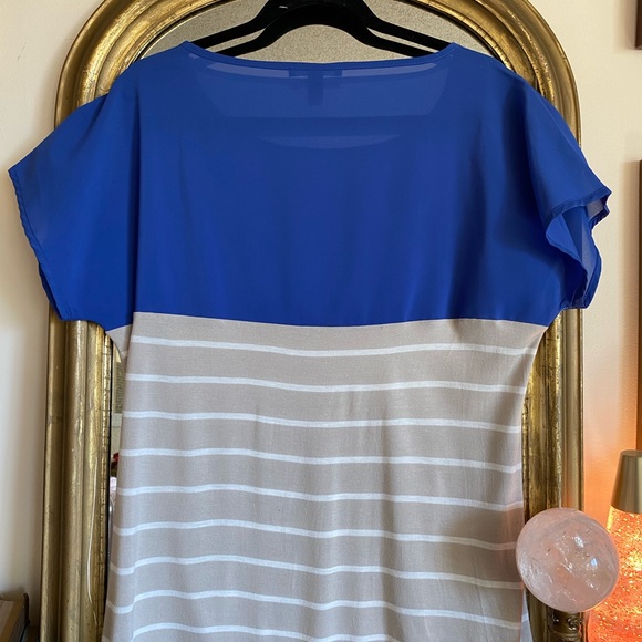NWOT Mango Casual Women’s T-Shirt Blue and Grey with Stripes Size XL - Picture 2 of 4